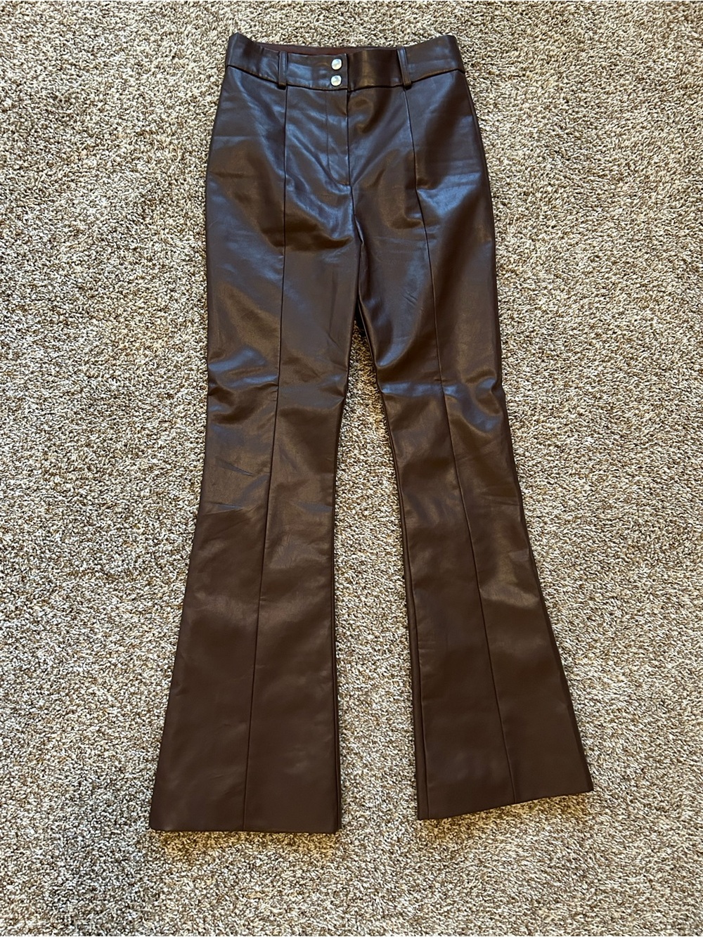 Majorelle Women's Faux Leather Flared Pants - Dark Brown